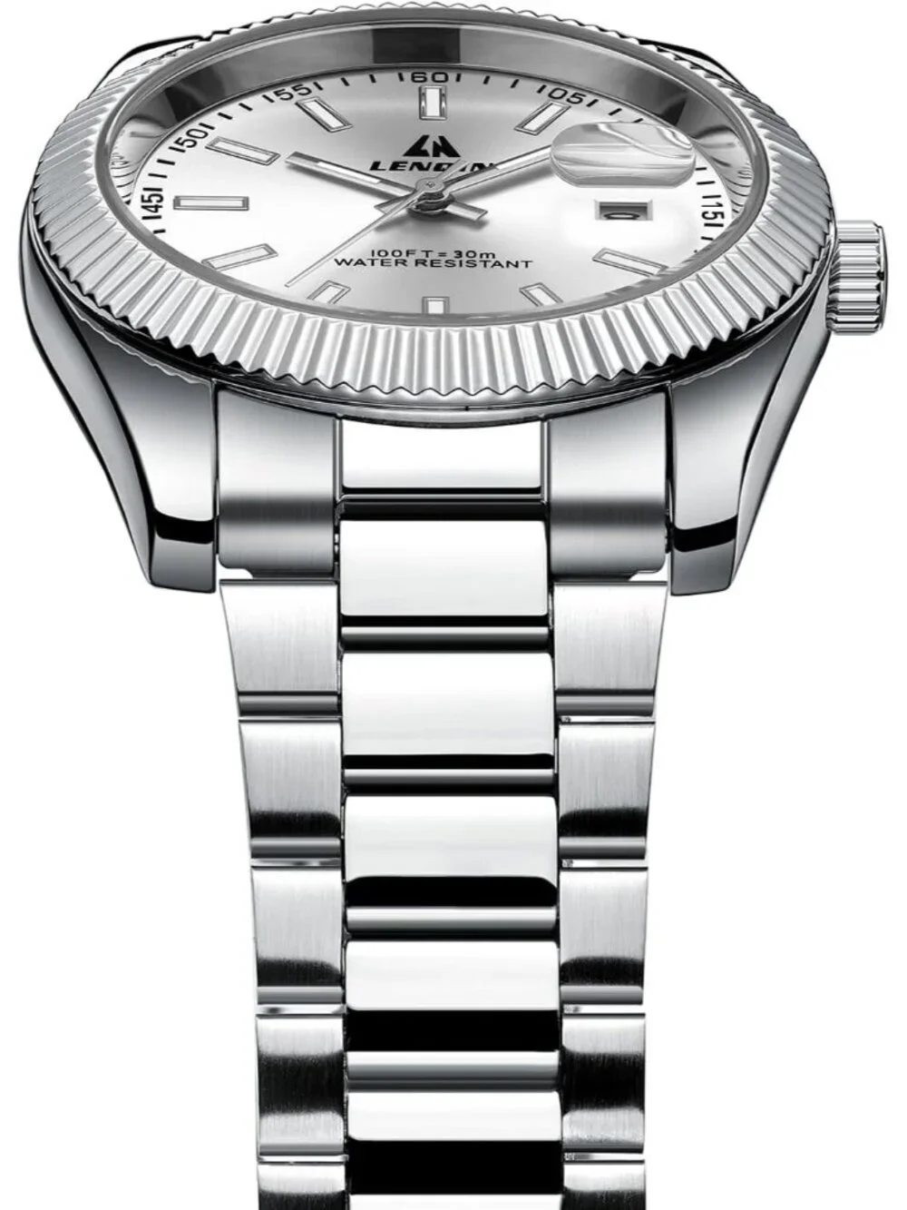 Men's All Silver Classic Waterproof Stainless Steel Analog Quartz Luxury Watch